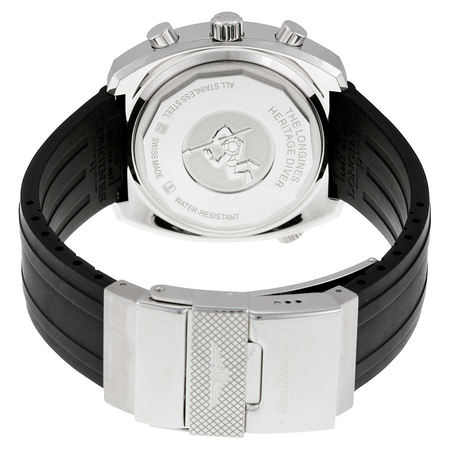 Longines Heritage Diver Automatic Chronograph Black Sunray Dial Black Rubber Men's Watch L2.796.4.52.9