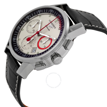 Longines Column Wheel Record  Chronograph Beige Dial Leather Men's Watch L4.754.4.72.4