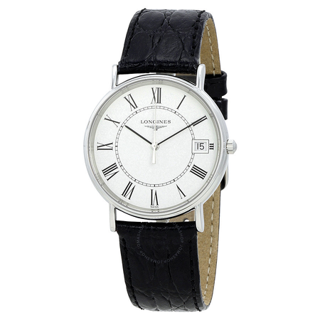 Longines Presence White Dial Black Leather Men's Watch L48194112 L4.819.4.11.2