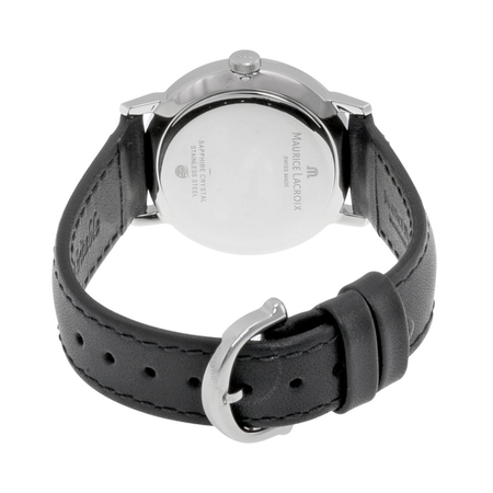 Maurice Lacroix Eliros Date Black Dial Black Leather Strap Ladies Quartz Watch EL1084-SS001-310