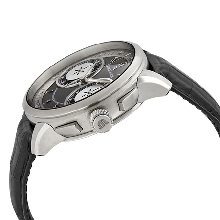 Maurice Lacroix Masterpiece Le Chronographe Grey Dial Black Leather Men's Watch MP7128-SS001-320