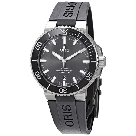 Oris Aquis Date Grey Dial Automatic Men's Rubber Watch 01 733 7730 7153-07 4 24 63TEB