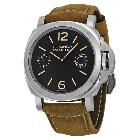 Panerai Luminor Marina Black Dial Tan Leather Men's Watch PAM00590