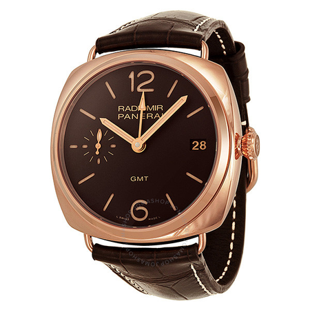 Panerai Radiomir GMT Brown Dial 18kt Rose Gold Brown Alligator Leather Men's Watch PAM00421