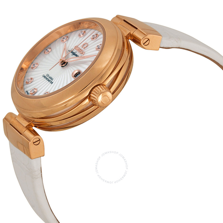 Omega De Ville Mother of Pearl Dial White Leather Ladies Watch 42563342055001 425.63.34.20.55.001