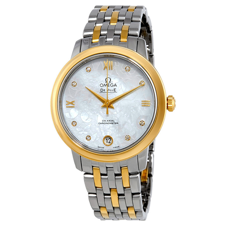 Omega De Ville Prestige Mother of Pearl Diamond Dial Steel and 18K Yellow Gold Ladies Watch 42420332055002 424.20.33.20.55.002