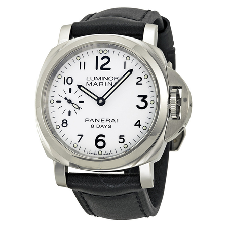 Panerai Luminor Marina 8 Days Acciaio Mechanical White Dial Men's Watch PAM00563