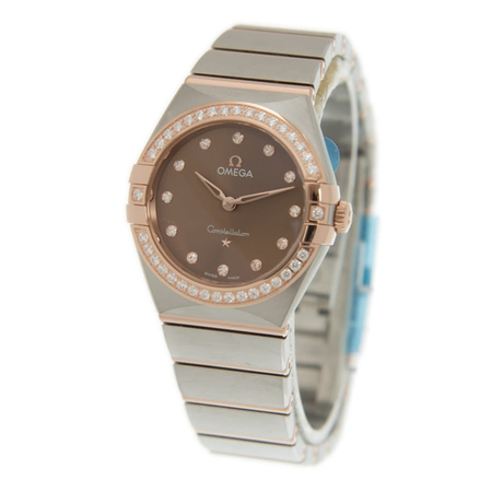 Omega Constellation Manhattan Quartz Diamond Brown Dial Ladies Watch 131.25.28.60.63.001