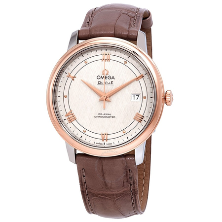 Omega De Ville Ivory Silvery Dial Automatic Men's Leather Watch 424.23.40.20.02.003