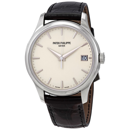 Patek Philippe Calatrava Mechanical Ivory Dial Leather Men's Watch 5227G-001