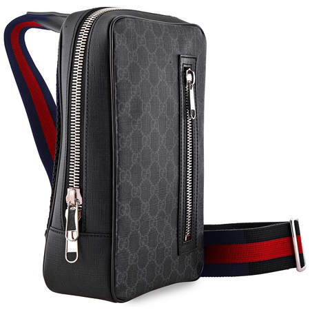 Gucci Gucci Men's Waist Bag Gg Black Black/Gray Gu Gblk Xbody Bag 478325 K9RRN 1095
