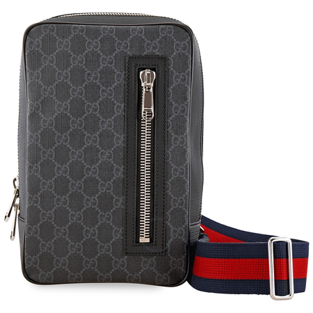 Gucci Gucci Men's Waist Bag Gg Black Black/Gray Gu Gblk Xbody Bag 478325 K9RRN 1095
