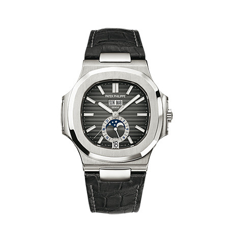 Patek Philippe Nautilus Automatic GMT Moonphase Black Dial Stainless Steel Men's Watch 5726A-001