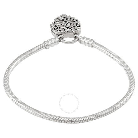 Pandora Ladies Regal Heart Padlock Clasp Snake Chain Bracelet Size 18 597602