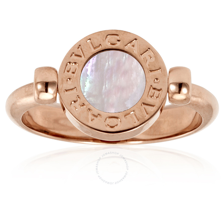 Bvlgari 18K Pink gold And Mother Of Pearl Carnelian Ring- Size 8 1/4 354724