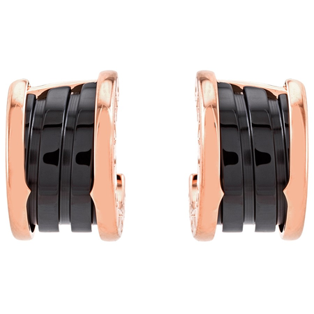 Bvlgari B.zero1 18k Rose Gold and Black Ceramic Earrings 347405