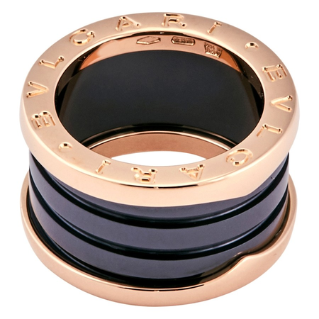 Bvlgari B.Zero1 4-band 18kr Rose Gold-Ceramic Ring- Size 49 345847