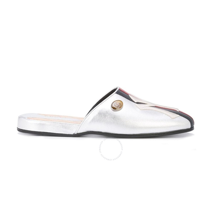 Gucci Ladies Silver NY Web Stripe Slipper 536794 D3VM0 6463