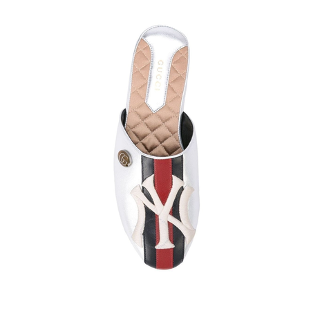 Gucci Ladies Silver NY Web Stripe Slipper 536794 D3VM0 6463