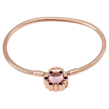 Pandora Heraldic Radiance Padlock Bracelet, Rose and Pink and Purple Crystals 587635NPM-18