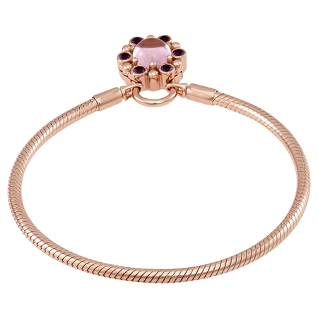Pandora Heraldic Radiance Padlock Bracelet, Rose and Pink and Purple Crystals 587635NPM-18