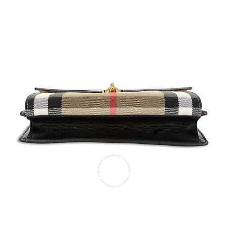 Burberry Small Leather House Check Crossbody Bag - Black 3980825