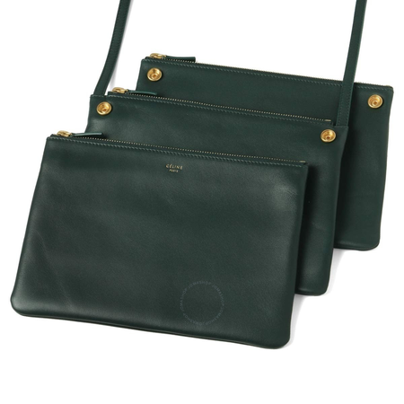 Celine Ladies Trio Bag in Smooth Lambskin- Green 171453ETA.31AN
