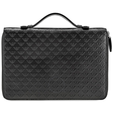 Emporio Armani Men's Zip Around Wallet Black Minorca Double Zip Ard Y4R032-YC043-80001
