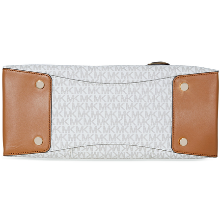Michael Kors Gramercy Large Signature Logo Print Satchel- Vanilla 30H8GG7S3B-150