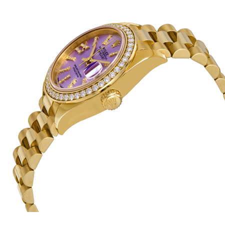 Rolex Lady-Datejust 28 Liliac Dial 18K Yellow Gold President Automatic Ladies Watch 279138LISRDP