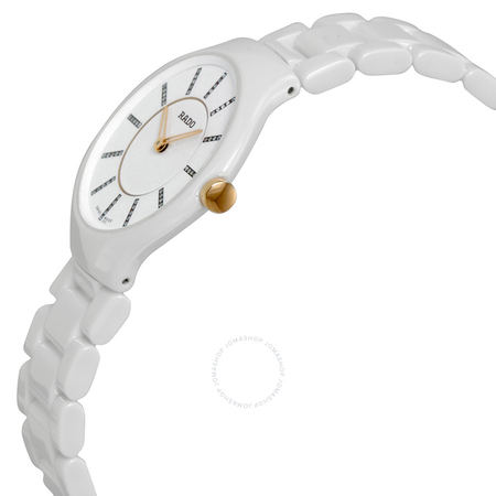 Rado Thinline Jubile White Dial White Ceramic Ladies Watch R27958702