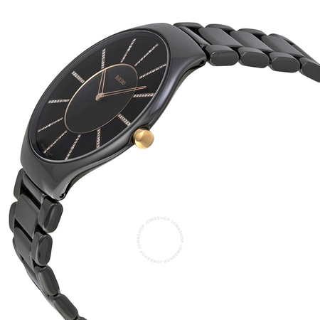 Rado True Thinline Black Dial Black Ceramic Ladies Watch R27741702