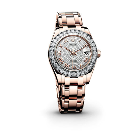 Rolex Lady-Datejust Pearlmaster Diamond Pave Dial 18K Everose Gold Automatic Ladies Watch 81285CDRPM