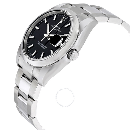 Rolex Oyster Perpetual Date 34 Black Dial Stainless Steel Bracelet Automatic Men's Watch 115200BKSO