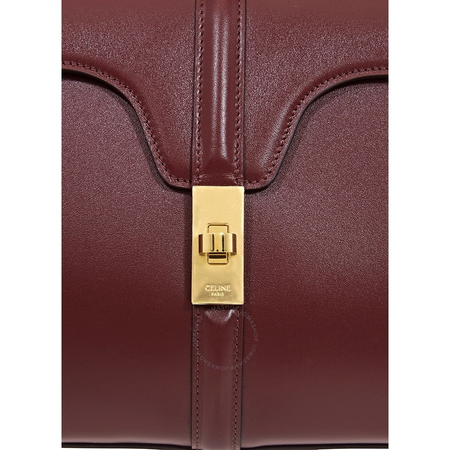 Celine Ladies Burgundy Small 16 Shoulder Bag in Satinated Calfskin 188003BEY.28LB