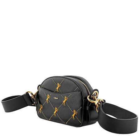 Chloe Signature Bag in Smooth Calfskin with Embroidered Horses & Studs CHC19SS120A564D4