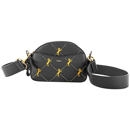 Chloe Signature Bag in Smooth Calfskin with Embroidered Horses & Studs CHC19SS120A564D4