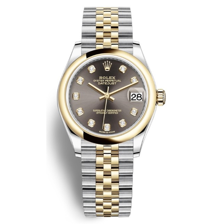 Rolex Datejust 31 Dark Grey Diamond Dial Ladies Steel and 18kt Yellow Gold Jubilee Watch 278243GYDJ