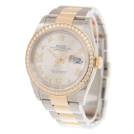 Rolex Datejust 36 Silver Diamond Dial Men's Steel and 18kt Yellow Gold Oyster Watch 126283SRDO