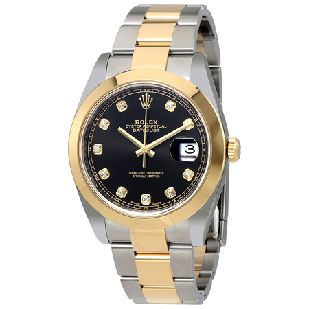 Rolex Datejust Black Diamond Dial Steel and 18K Yellow Gold Oyster Men's Watch 126303BKDO