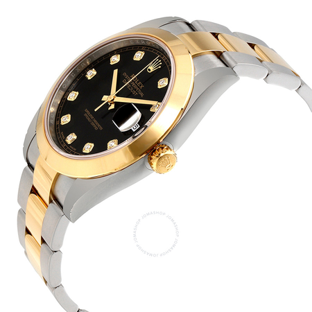 Rolex Datejust Black Diamond Dial Steel and 18K Yellow Gold Oyster Men's Watch 126303BKDO