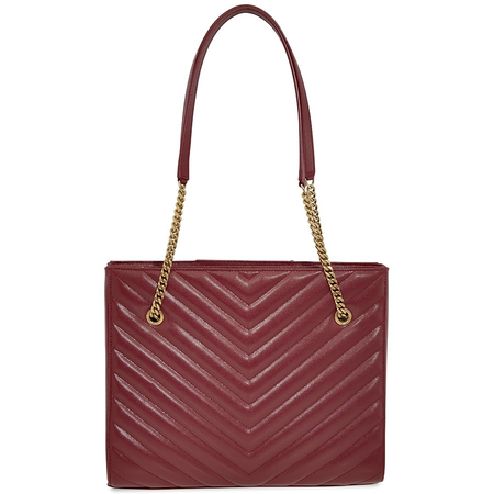 Saint Laurent Tribeca Quilted Tote in Burgundy 5688641CU076146