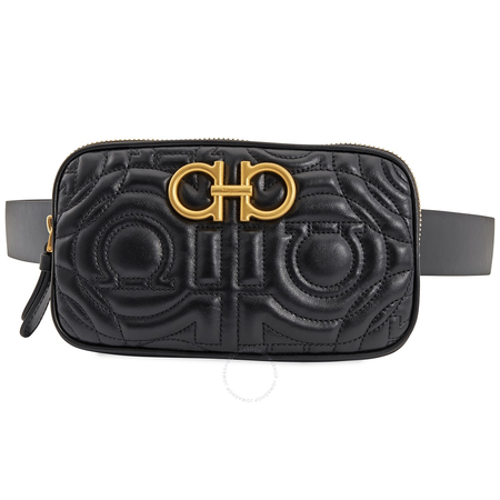 Ferragamo Salvatore Ferragamo Ladies Black Quilted Gancini Belt Bag 22D661 711269