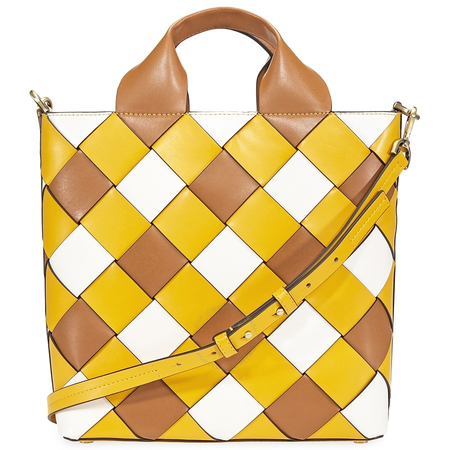 Michael Kors Mott Woven Leather Market Tote- Jasmine Yellow 30H8BOXT6T-761
