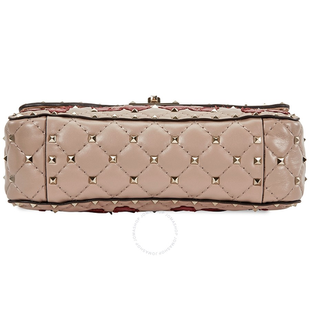 Valentino Garavani Medium Rockstud Spike Bag with Flower Intarsia RW0B0122IBA/E FA5