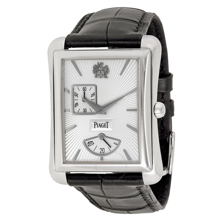 Piaget Black Tie Emperador Silver Dial Black Leather Watch G0A33069