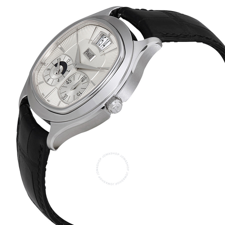 Piaget Emperador Coussin Silver Dial Black Leather Automatic Men's Watch GOA32016 G0A32016
