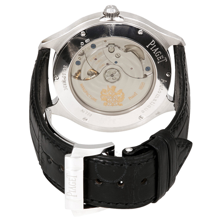 Piaget Emperador Coussin Silver Dial Black Leather Automatic Men's Watch GOA32016 G0A32016