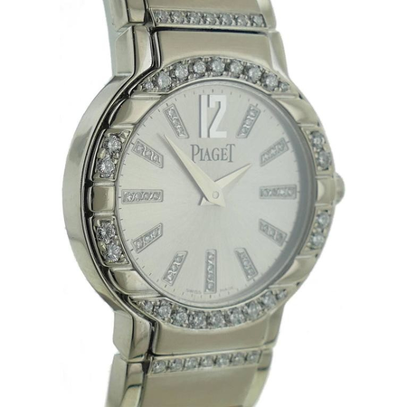 Piaget Polo Silver Dial 18K White Gold Diamond Ladies Watch G0A36233