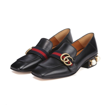 Gucci Ladies Leather Mid-heel Loafers 423559 DKHC0 1061